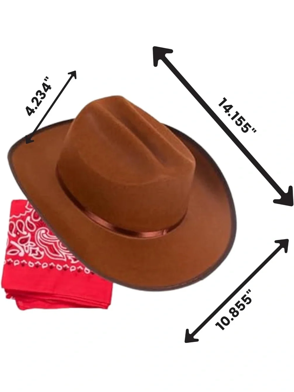 kangaROOS Brown Felt Cowboy Hat with Red Bandana